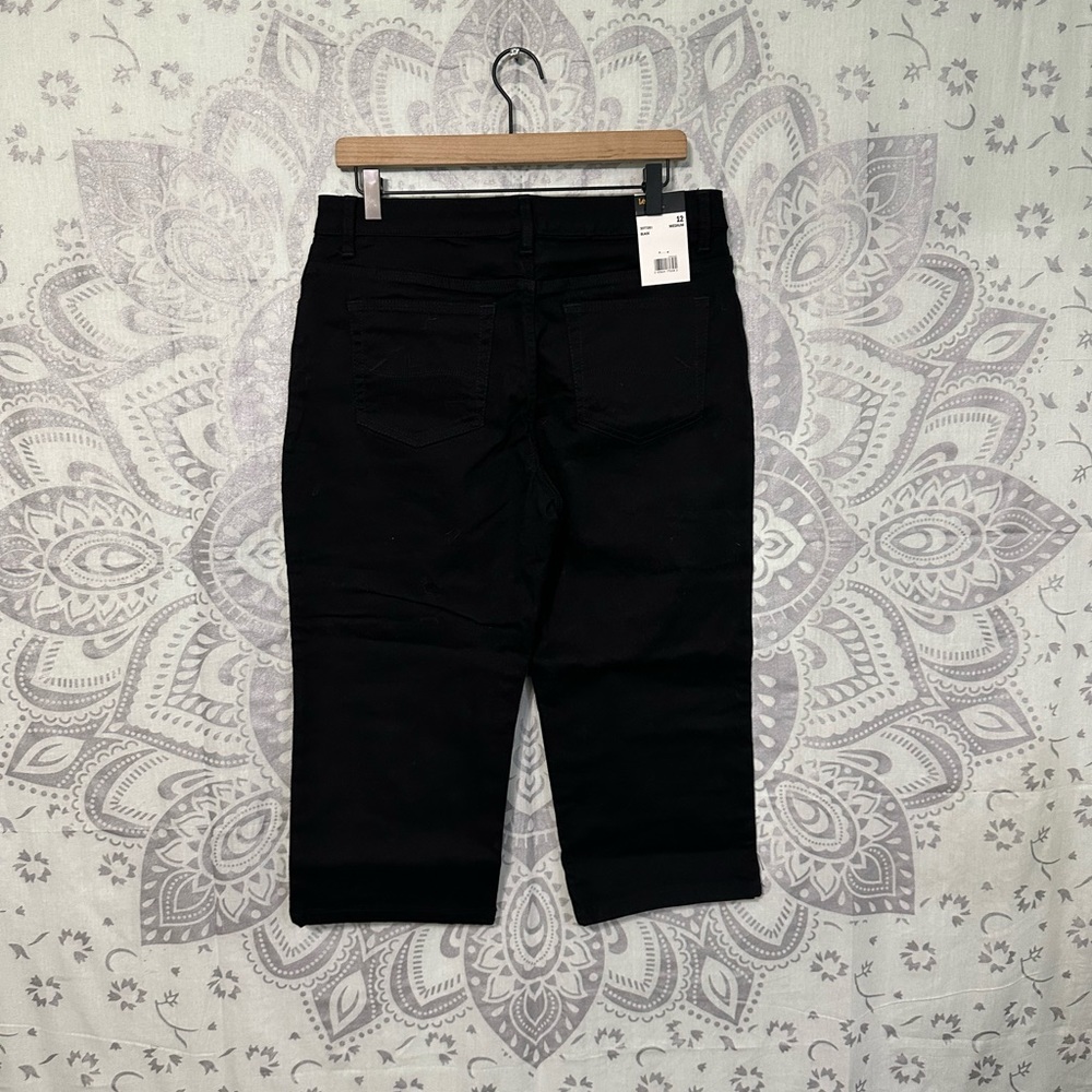 Nwt $48 Lee Relaxed Fit Capri Jeans Pants Denim Stretch Mid Rise Black 12